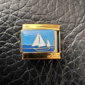 Gold Sailboat Italian Charm Link